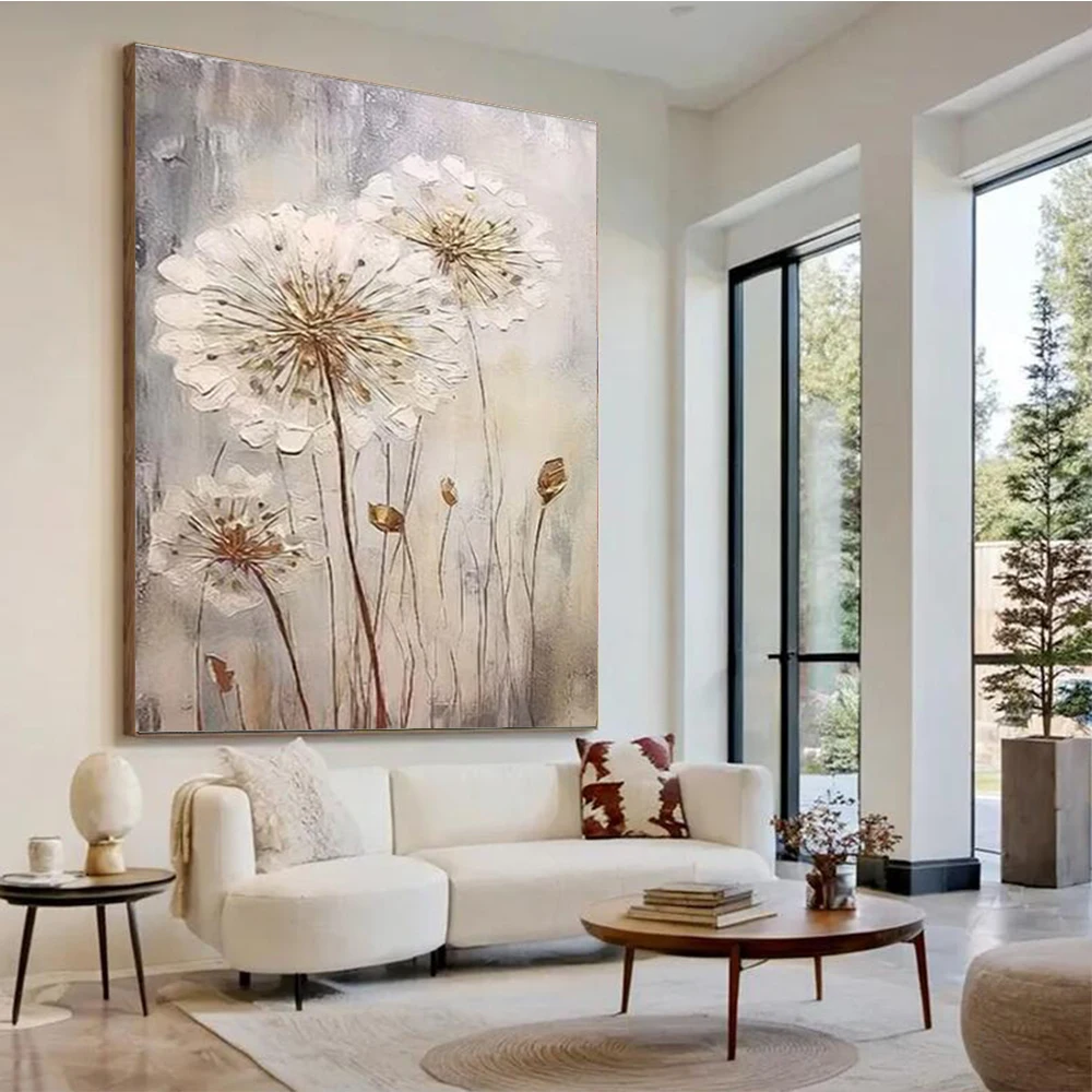 Abstract Flower Mural Neutral Texture Canvas Ultra Large Minimalist Abstract Painting Perfect Home Decor Gift