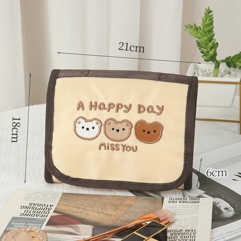 Kleine Beer Make-up Kwasten Opbergtas Leuke Opvouwbare Opbergtas Ins Stijl Draagbare Reizen Cosmetische Gereedschappen Organizer Case Pouch