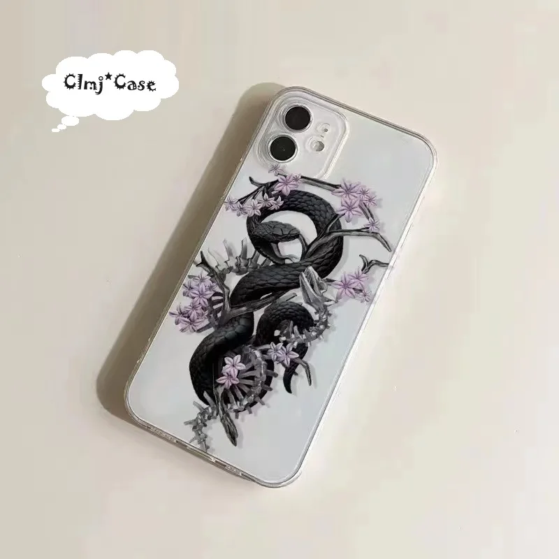 Clmj Cool Snake Phone Case For Samsung Galaxy A13 A14 A52 A54 A53 A32 A23 S23 Plus S22 Ultra S21 FE Silicone Protective Cover