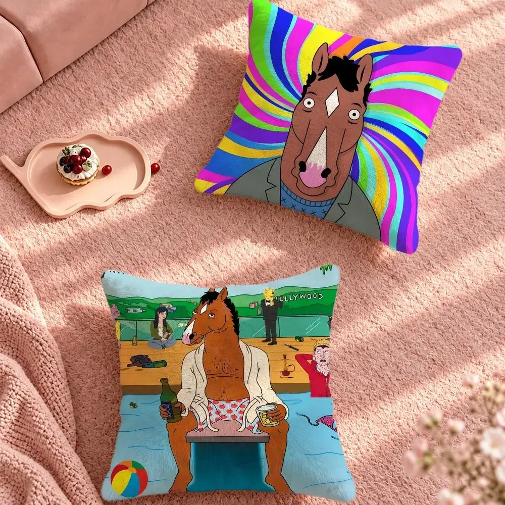 Dark Comedy BoJack Horseman Cushion Cover Cute Cartoon Throw Pillow Cover Soft Plush Cushion Cover Sofa Bedroom Home Decor