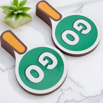 2 قطعة مجداف توقف محمول مزدوج الجوانب أحمر أخضر مقاوم للماء علامة السلامة المرورية للفصول الدراسية المحمولة علامات الطريق أداة التدريس #6