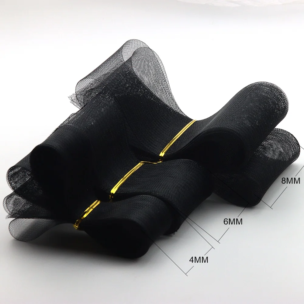

3/5M 4/6/8CM Black Horsehair Woven Mesh Fabric Polyester Craft DIY Sewing Wedding Petticoat Ball Mesh Accessories