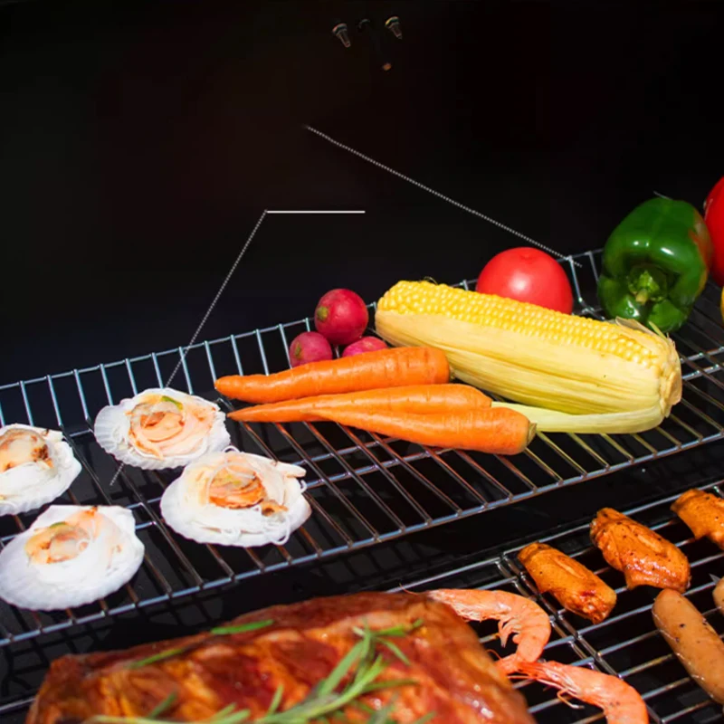 Household Barbecue Grill Charcoal Outdoor Oven BBQ Trolley Temperature Control Adjustable Height Family Party Tool