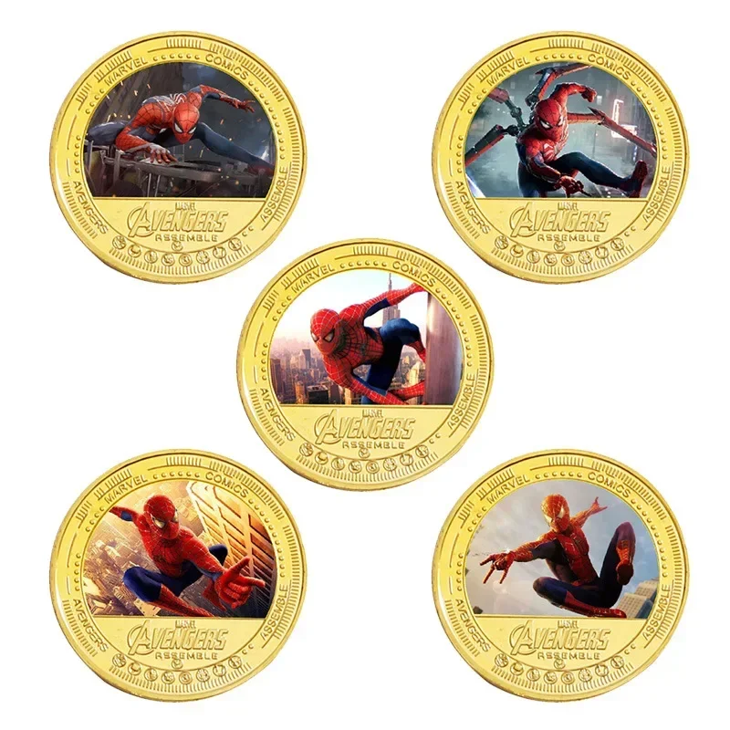 Disney Marvel Spider-Man Series moneta commemorativa Iron Man Action Anime Figures Thor Memorial Cool children Ornaments Gifts