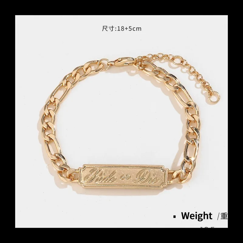 2024ins الرياح مربع العلامة التجارية الهيب هوب الرجعية قلادة مجموعة الإناث، سوار مزاجه الموضة