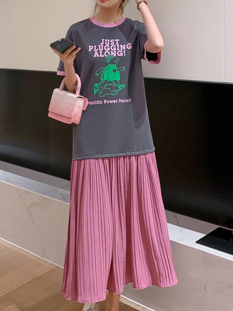 فستان نسائي كوري صيفي جديد مقاس كبير من فيستدوس رداء Ete فام Elbise فضفاض مرقع بحاشية متجعدة فساتين طويلة للسيدات #3