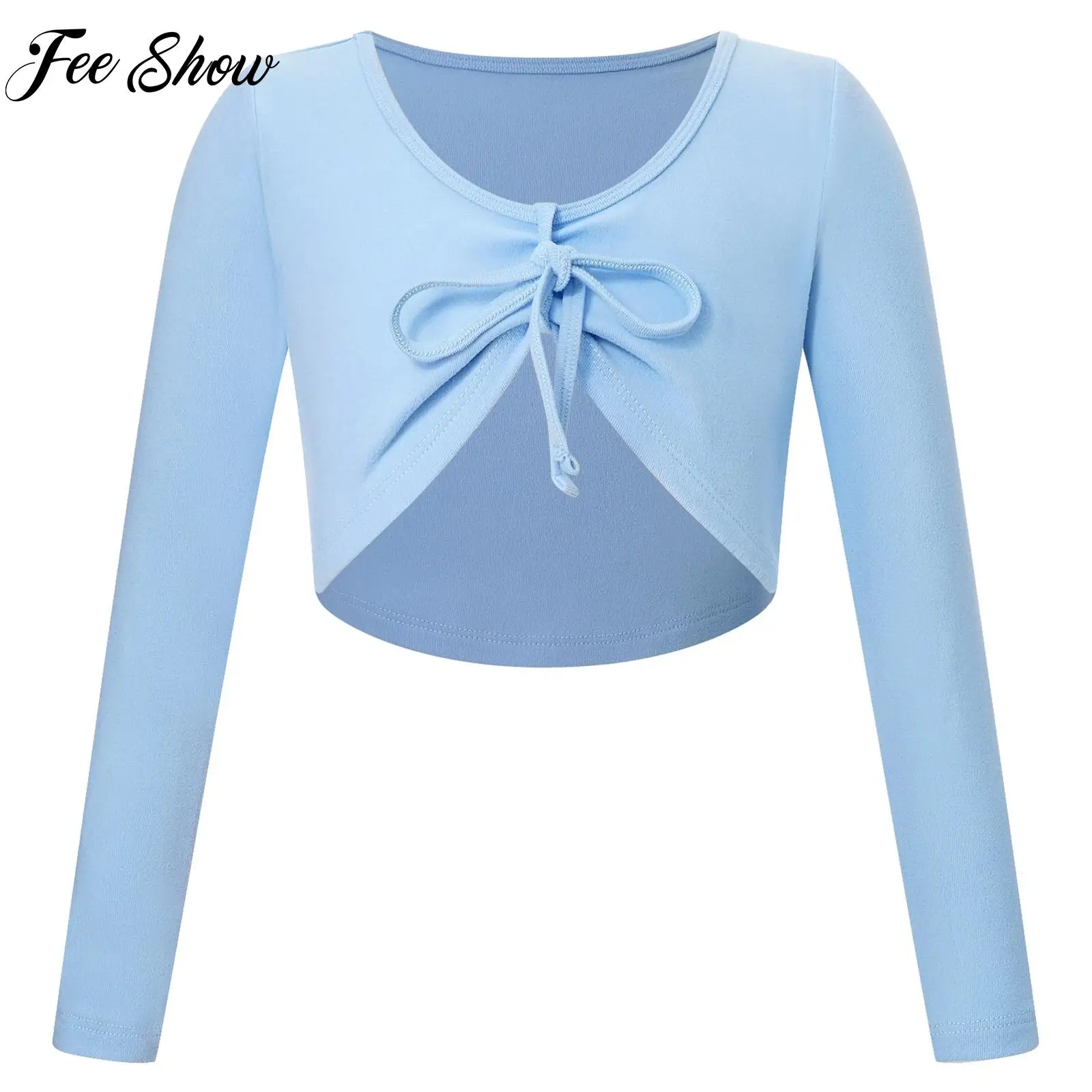 Kids Girls Ballet Dance Top Sleeve Tie Top Crop Top Long Dance Coat Gymnastic Yoga Training Athletic Performance Dance Top