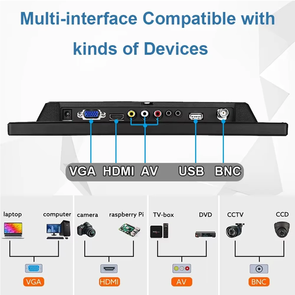 13.3-inch HD 1366x768 Monitoring Display with AV BNC HDMI USB VGA Interfaces for Clear Visuals And Easy Connectivity