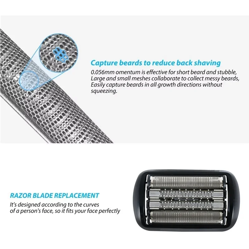 Kepala pengganti alat cukur pengganti 92B 90B untuk Braun Series 9 pisau cukur listrik 9290Cc, 9291Cc, 9370Cc, 9293S, 9385Cc