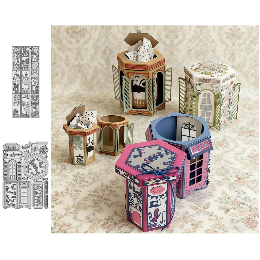 Neue High Street Spinning Box Metall Stanzform Geeignet für DIY Scrapbook Karte, Der Vorlage Präge Handwerk Dekoration