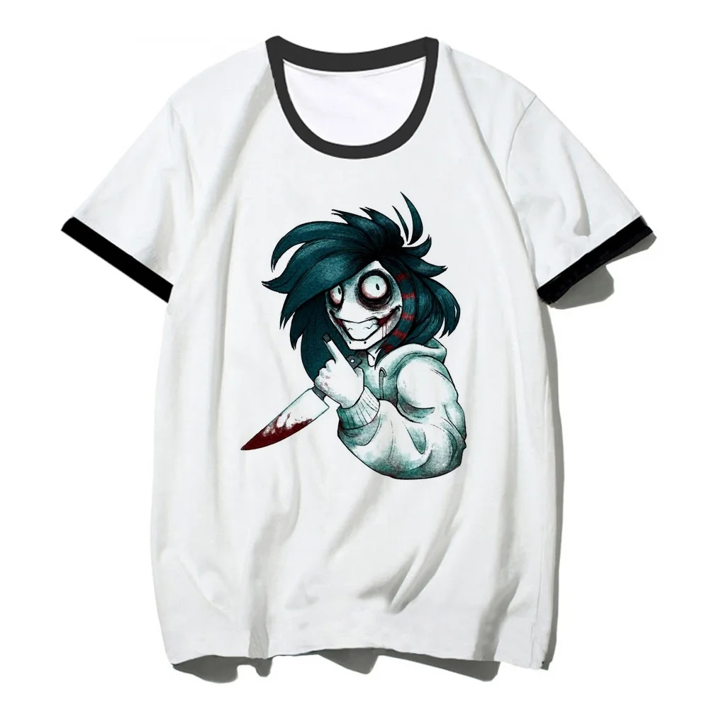 Jeff the Killer top tees shoujo Psychedelic japanese y2k aesthetic emo top tees Psychedelic y2k aesthetic graphic manga