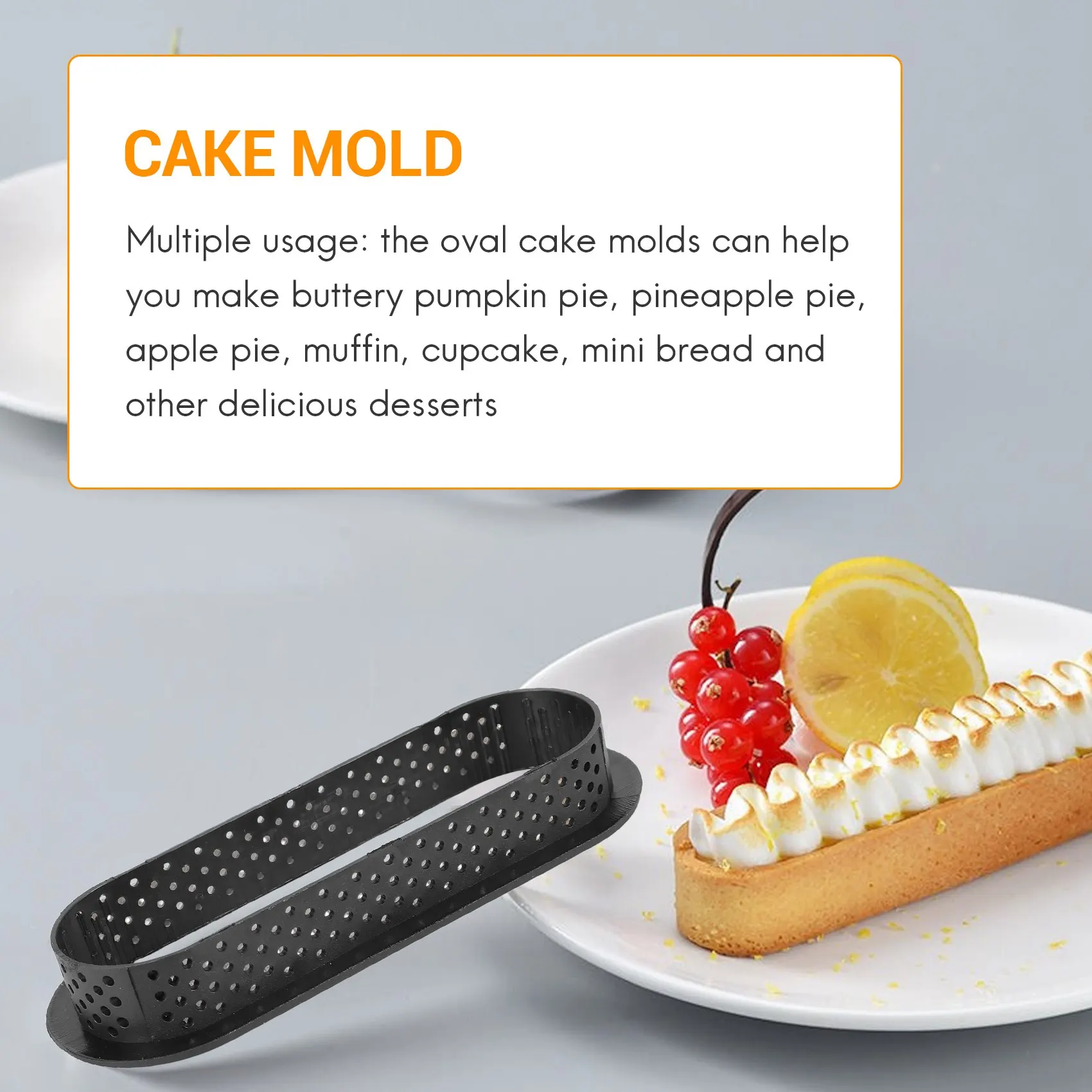 12 Pieces Oval Tart Rings Heat-Resistant Perforated Cake Mousse Ring Non Stick Bakeware Tart Mini Cake Mold Cake Rings