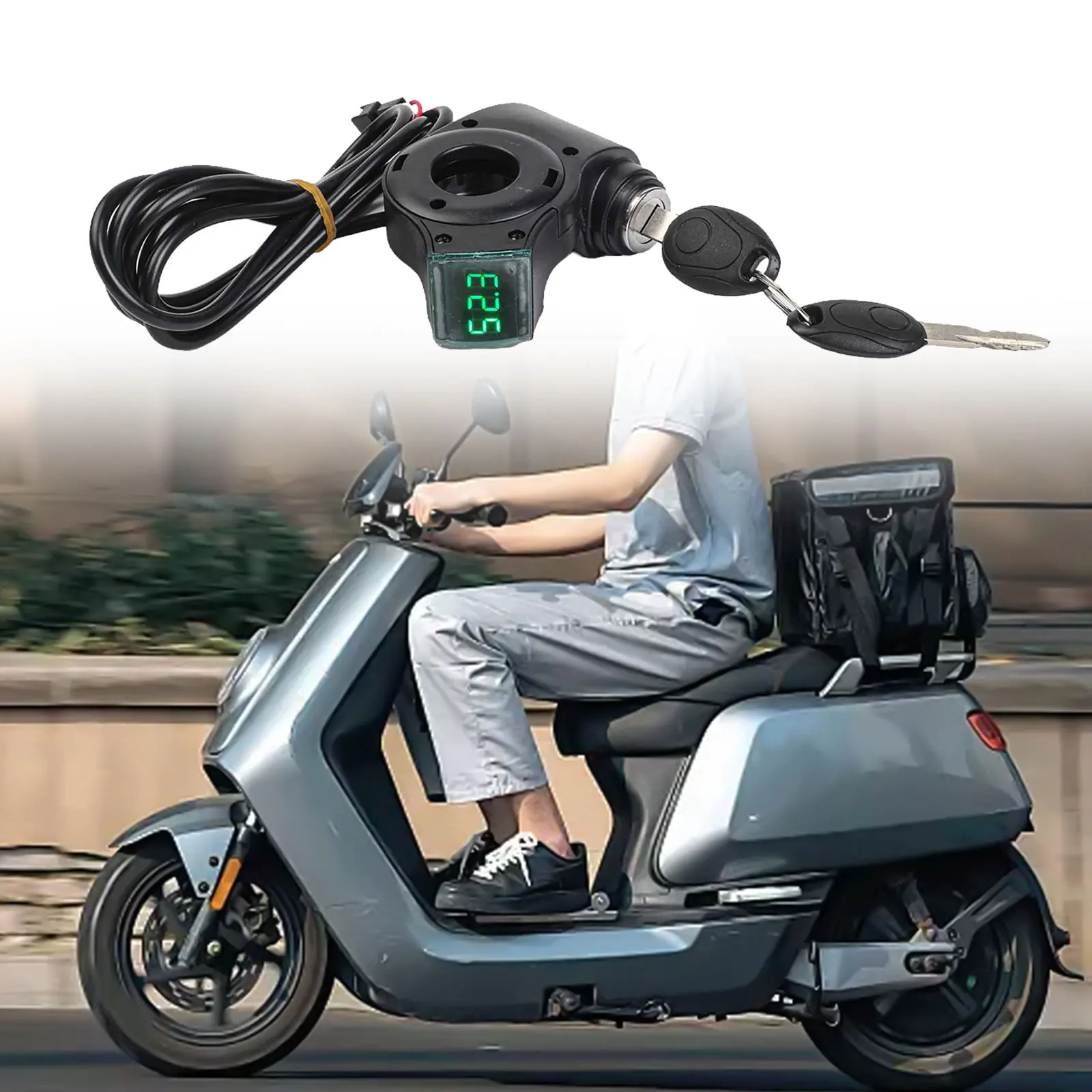 Digital Voltage Meter Power Switch Lock Real-time Voltage Display Suitable For 7 8 Inch Handlebars For Daily Commuting