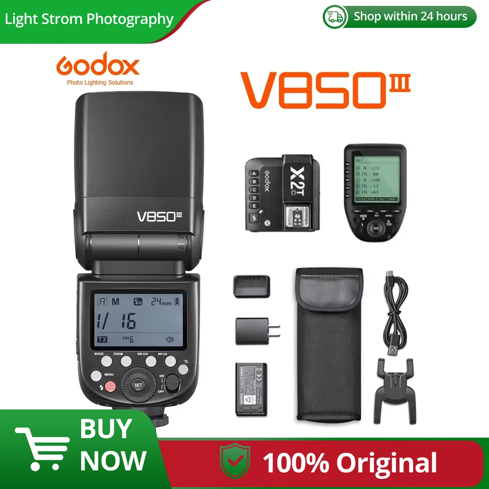 

GODOX V850III 76W HSS Speedlite 2600mAh Li-ion Battery 2.4G Flash GN60 X2T XPro for Camera Canon Nikon Sony Pentax Olympus Fuji