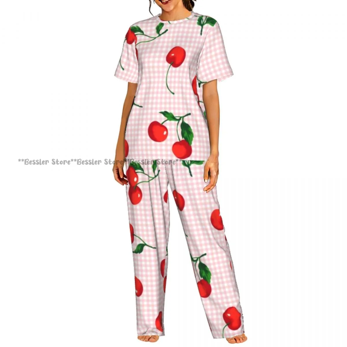 

Cherry Pajamas Set Short-sleeved Women Home Clothing