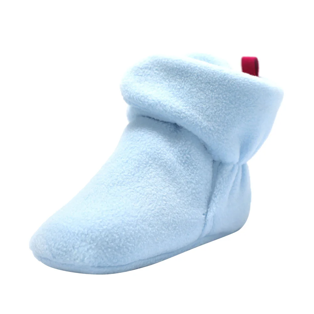 Sepatu Kaus Kaki Anti Selip Bayi Bulu Karang Biru Muda 13Cm 53G Sandal Balita Musim Dingin Prewalker Kaus Kaki Nyaman Menyerap Keringat Sejuk