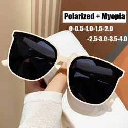 Moda Büyük Boy Polarize Miyopi Güneş Gözlüğü Kadın Erkek Vintage Açık Eksi Gözlük Bitmiş Optik Güneş Gözlüğü Diyoptri