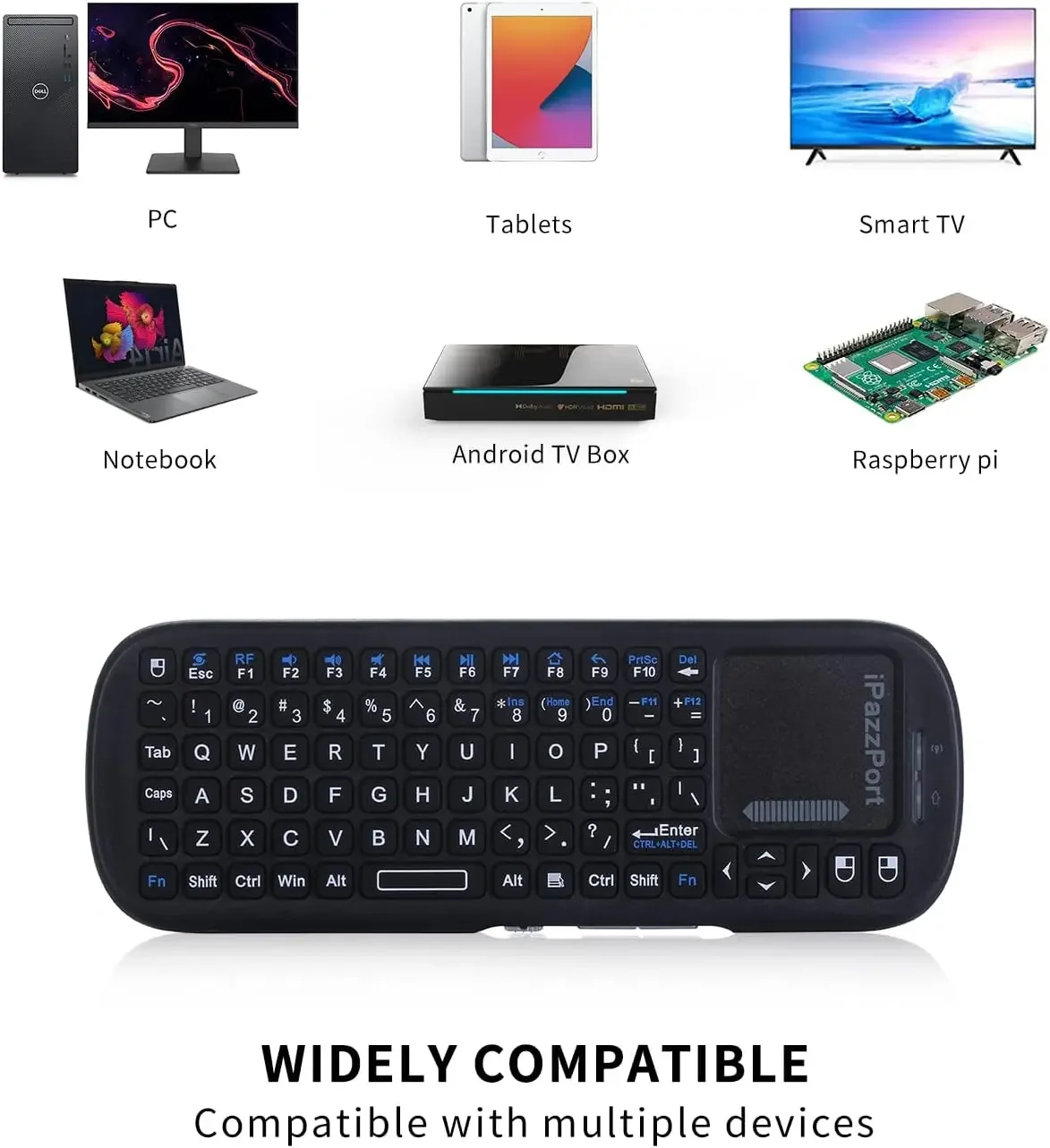 Mini clavier sans fil 2,4 GHz avec pavé tactile et souris combinée pour Android / PC/tablette/PS4/Raspberry Pi 3/HTPC