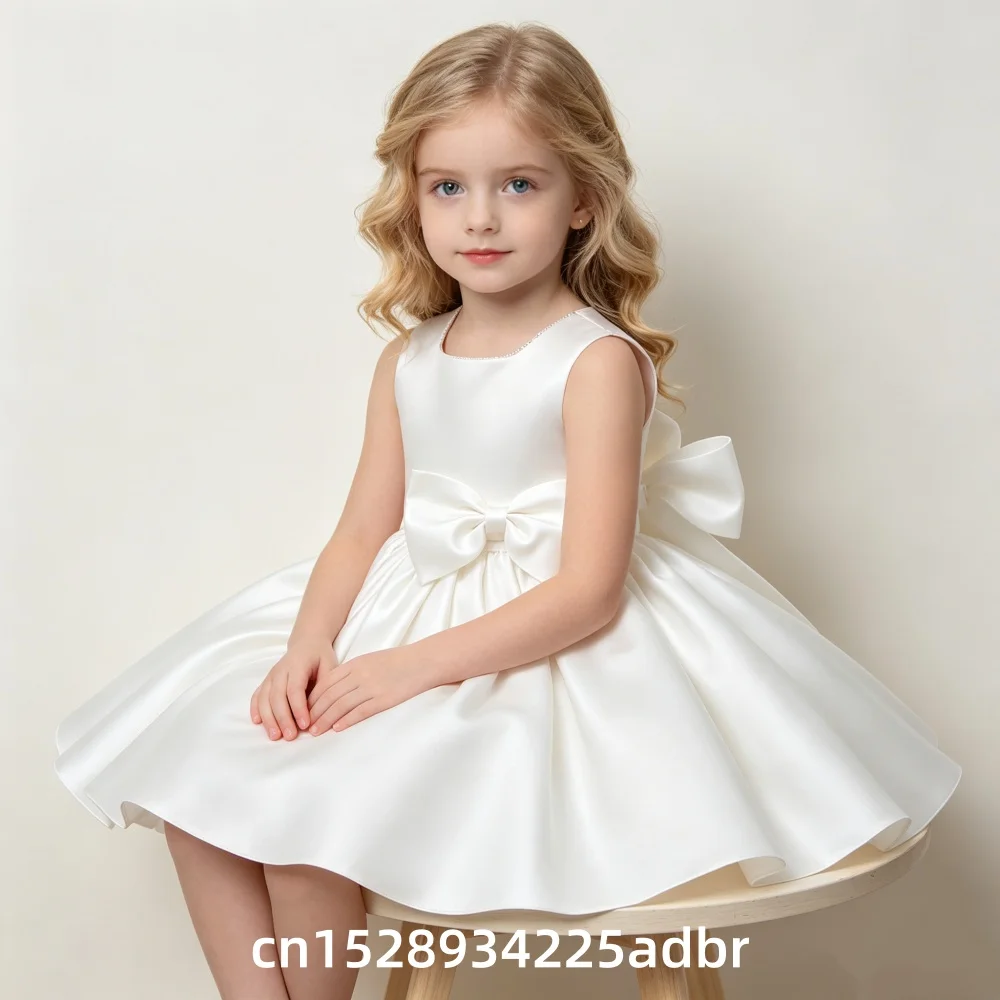 Girls Bow Princess Dresses Kids Baptism Evening Tutu Girl Birthday Party Christening Gown Ball Children Clothes ballet