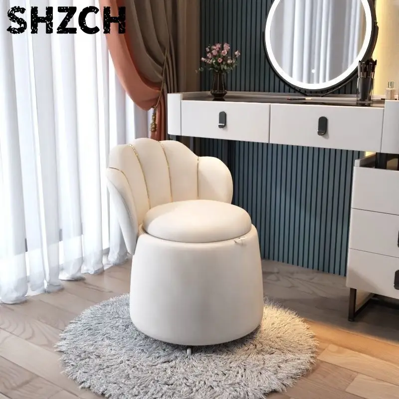 Schminkstuhl im Luxus-Design für Zuhause, Schlafzimmer, mit Rückenlehne, Stauraum und Rollen