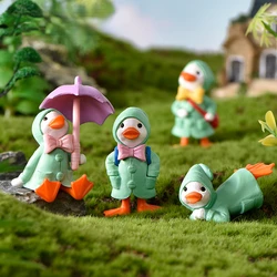 Figurine Umbrella Raincoat Duck Animal Figure Fairy Garden Dollhouse Crafts Kawaii Accessories House Garden