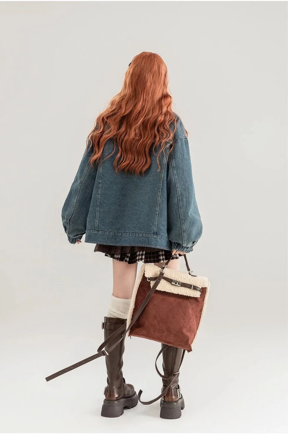 Prawdziwe zdjęcia 2025 Wczesna Jesień Amerykańska Kurtka Jeansowa Vintage Damska, Designerski Patchwork Kolorowy - Blokowy, Luźny Casualowy Płaszcz Wyszczuplający, F