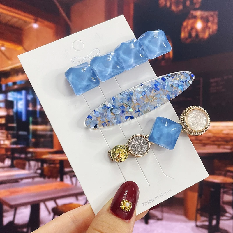 1 zestaw moda Pearl akrylowe spinki do włosów dla kobiet dziewczyn geometryczne Barrettes spinki Hairgrips nakrycia głowy akcesoria do włosów biżuteria