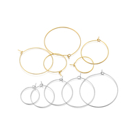 20pcs Big Circle Ear Wire Hoops Stainless Steel 18K Gold Color Hoops Earrings Wires for Fashion Jewelry Gifts Wholesale 20-40mm