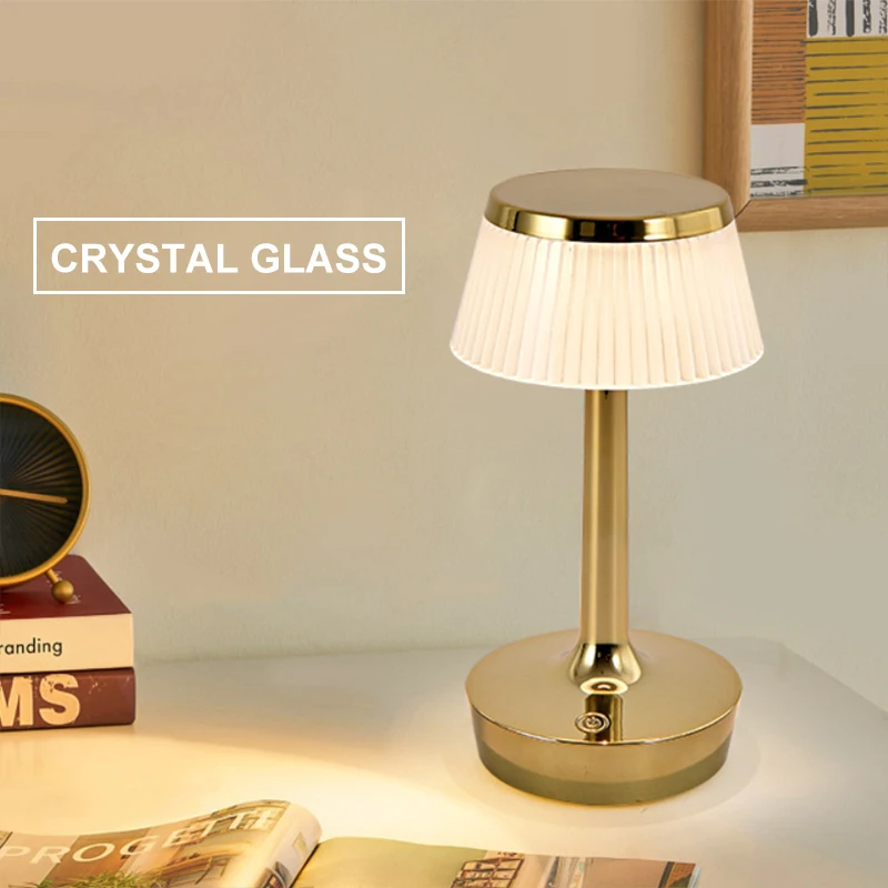 Creative Decorative Crystal Table Lamp Rechargeable Protection Night Light Bedroom Study Bedhead Led Atmosphere Projection Light