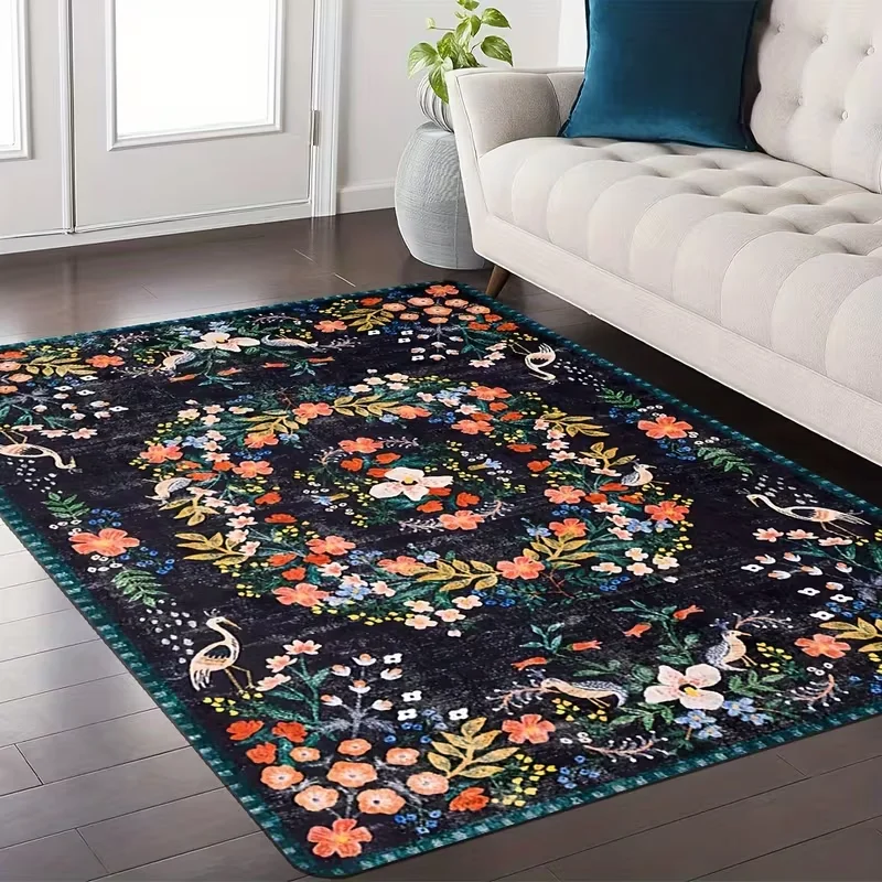 Weicher und bequemer Vintage-Blumenteppich, rutschfester Teppich für Spielzimmer, Schlafzimmer, Wohnzimmer, Outdoor-Teppiche, Eingangsdekoration