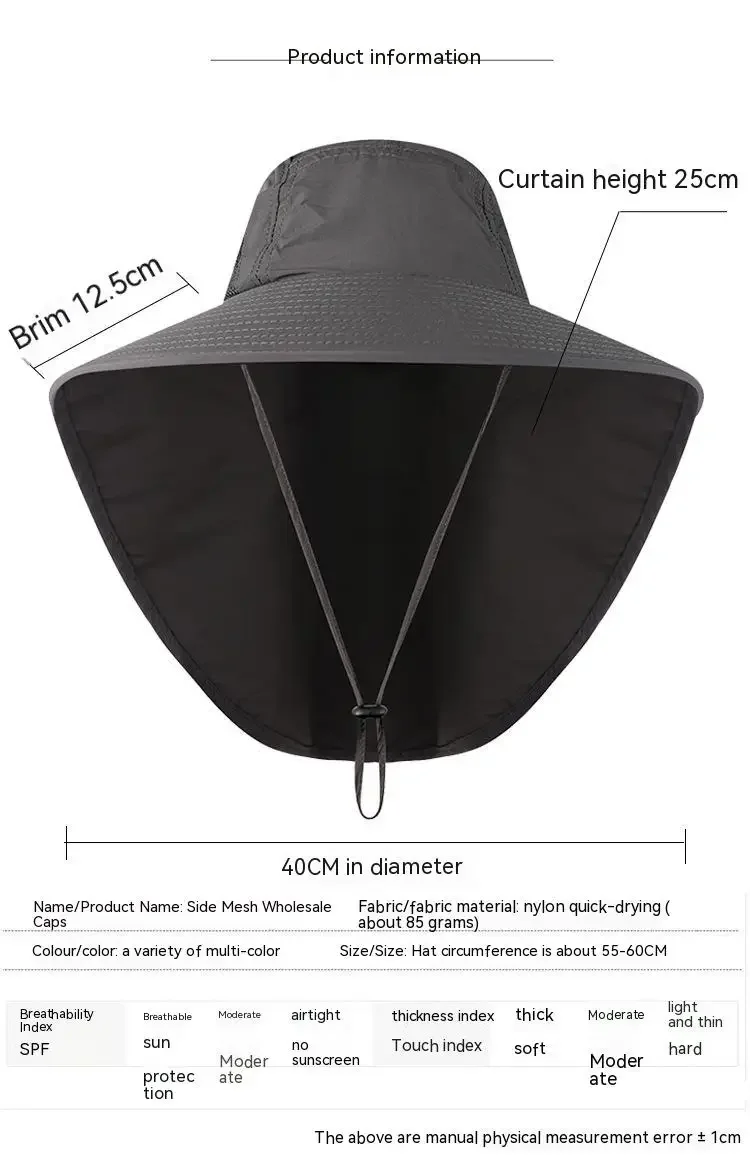 Outdoor UPF50+ Sonnenhut, Netz-Angelhut mit breiter Krempe und Nackenklappe – Detail 20
