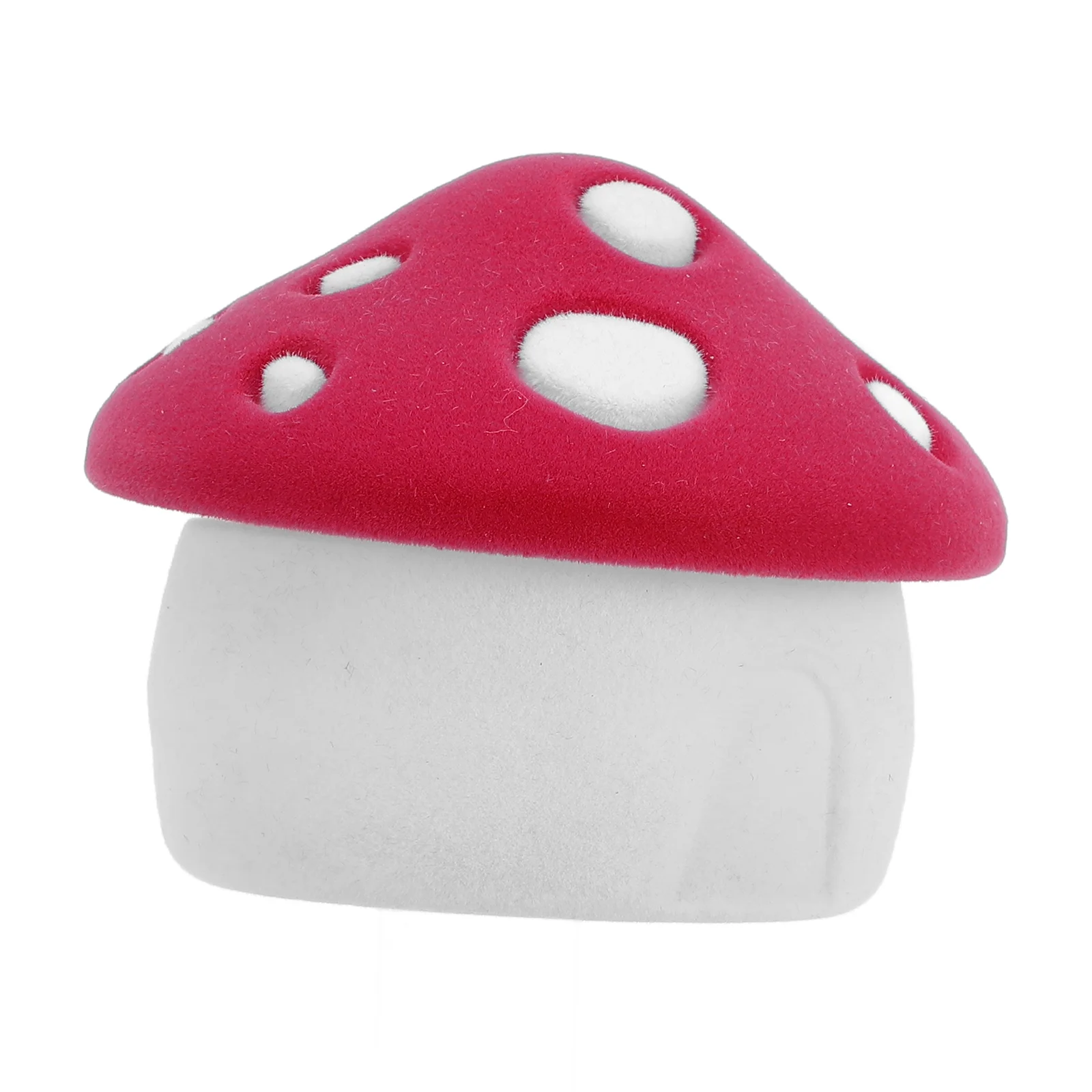 Small Mushroom House Velvet Ring Necklace Jewelry Box (Purple Red Mushroom) 2pcs Rings Organizer Display Storage Case