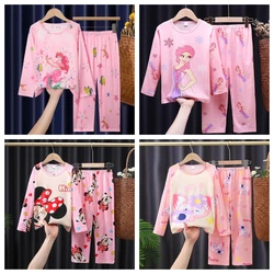 New Children Pyjamas Elsa nighty Girls Sets Kid Mermaid Home Wear Travel Pink nightwear Minnie Casual Sleepwear Suit