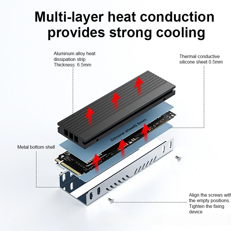 M.2 SSD Heatsink M2 2280 Solid State Hard Disk Aluminum Radiator with Thermal Silicone Pad PS5 Desktop PC NGFF NVME - view 4