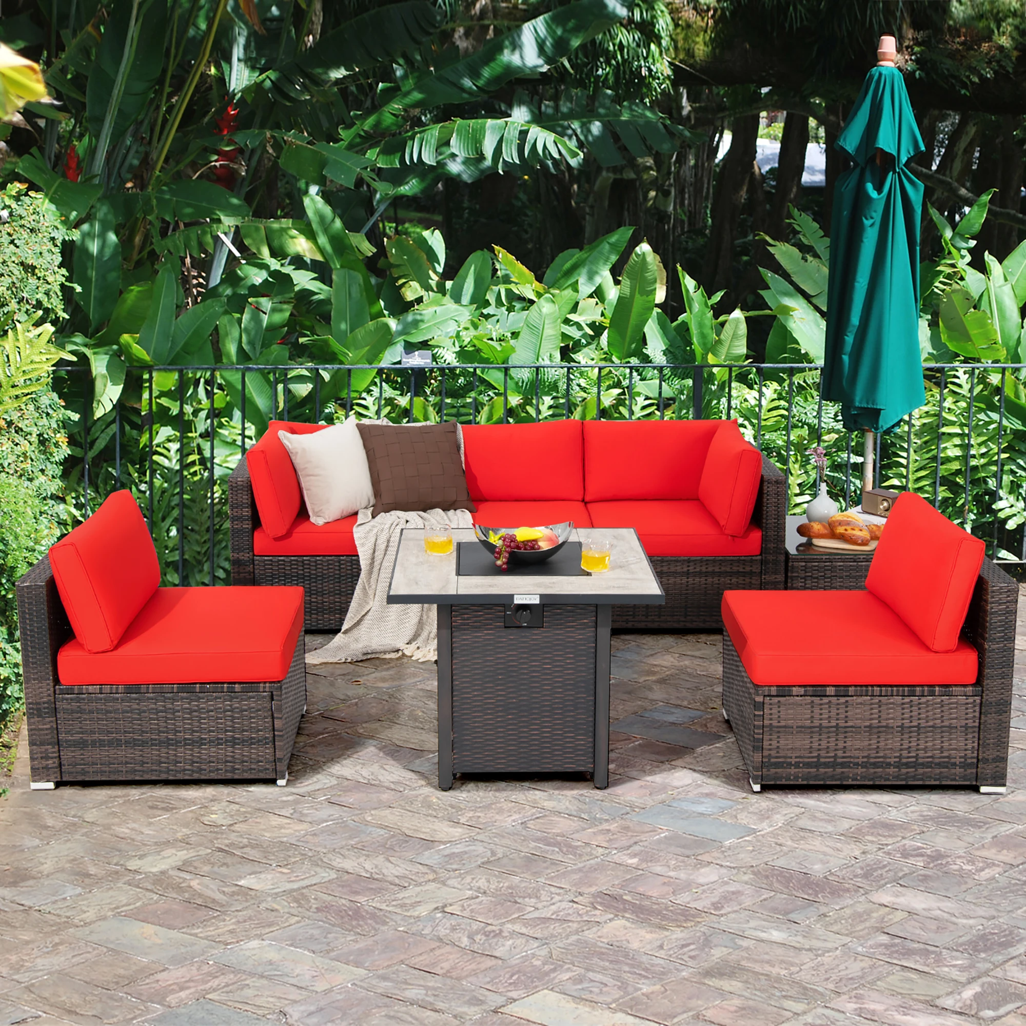 7PCS Patio Rattan Furniture Set 30