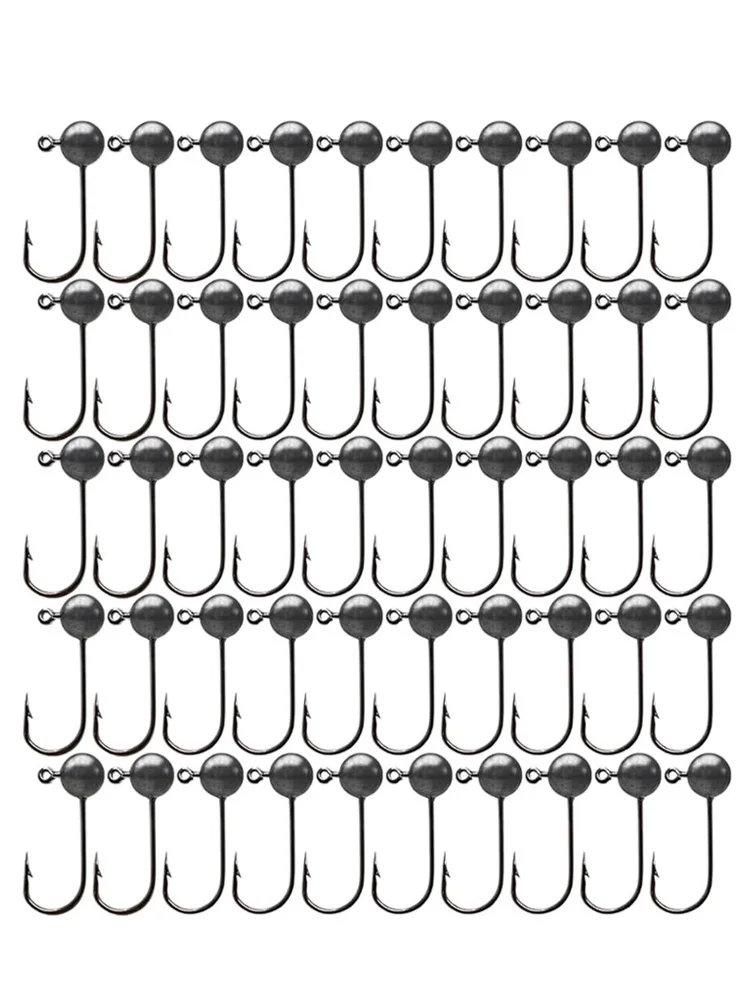 Hameçons de pêche à tête plomb, couleur originale, 0.45g 1g 2g, équipement de produits de pêche, hameçons de matériel, accessoires barbelés, ensemble d'outils, 50 pièces