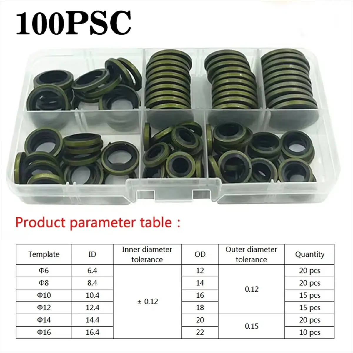 N14R Top 240pcs Bonded Washer Metal Rubber Oil Drain Plug Gasket Fit M6 M8 M10 M14 M16 Combined Washer Sealing Ring