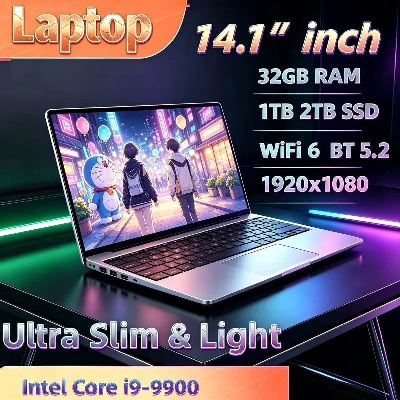 Laptop Intel I9 9900 Windows 11 14.1 Inch Zippy Notebook Computer Gamer 32GB RAM 2TB SSD PC Gaming Office