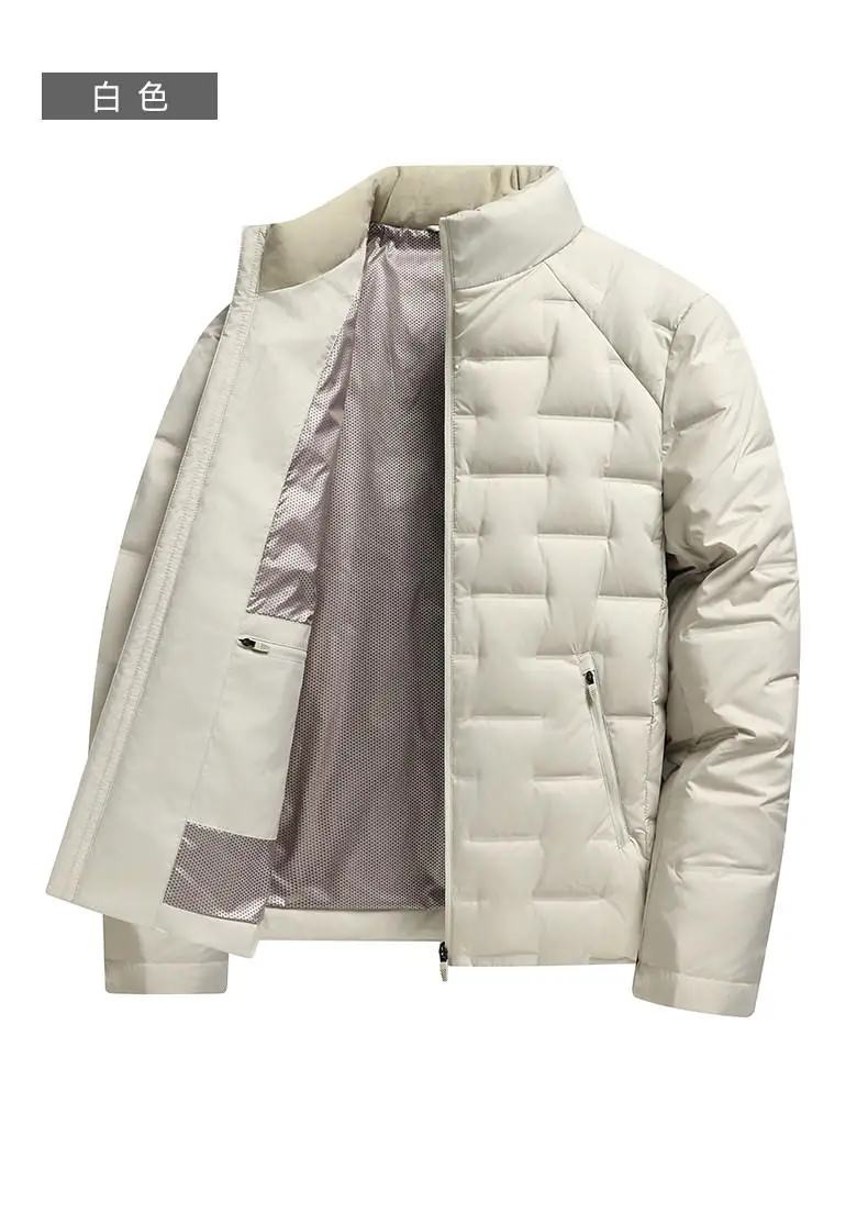 Weiße Daunenjacken 2026 Herbst Winter Herren Warme Kurze Leichte Steppjacke Winddichte Lässige Gefütterte Oberbekleidung – Detail 13