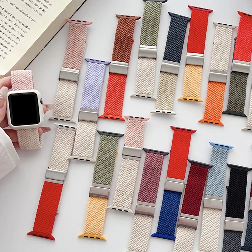 Nylon Strap For Apple Watch Band Bracelet Correa iwatch 8 se 7 6 5 3 Ultra Protect Screen Film Case National 44 40 45 41 42 38mm