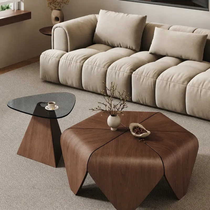 Italian Minimalist Hexagonal Coffee Table Set Antique High End Living Room Furniture for Small Apartment 2025 New Model