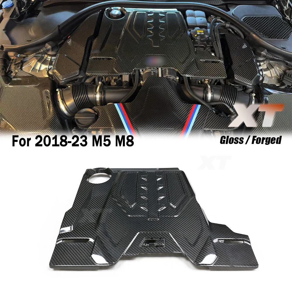 Real Dry Carbon Fiber Engine Cover Replacement For BMW S63 F90 M5 F91 F92 F93 M8 Engine Bay Trim Performance Style