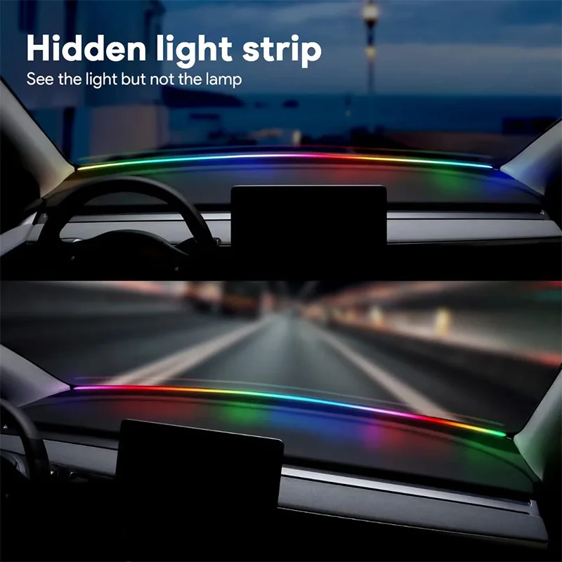 Symphony RGB 64 Color Front Windshield Dashboard LED Ambient Strip Light For Tesla Model 3 Y 2019-2025 Interior Atmosphere Lamps