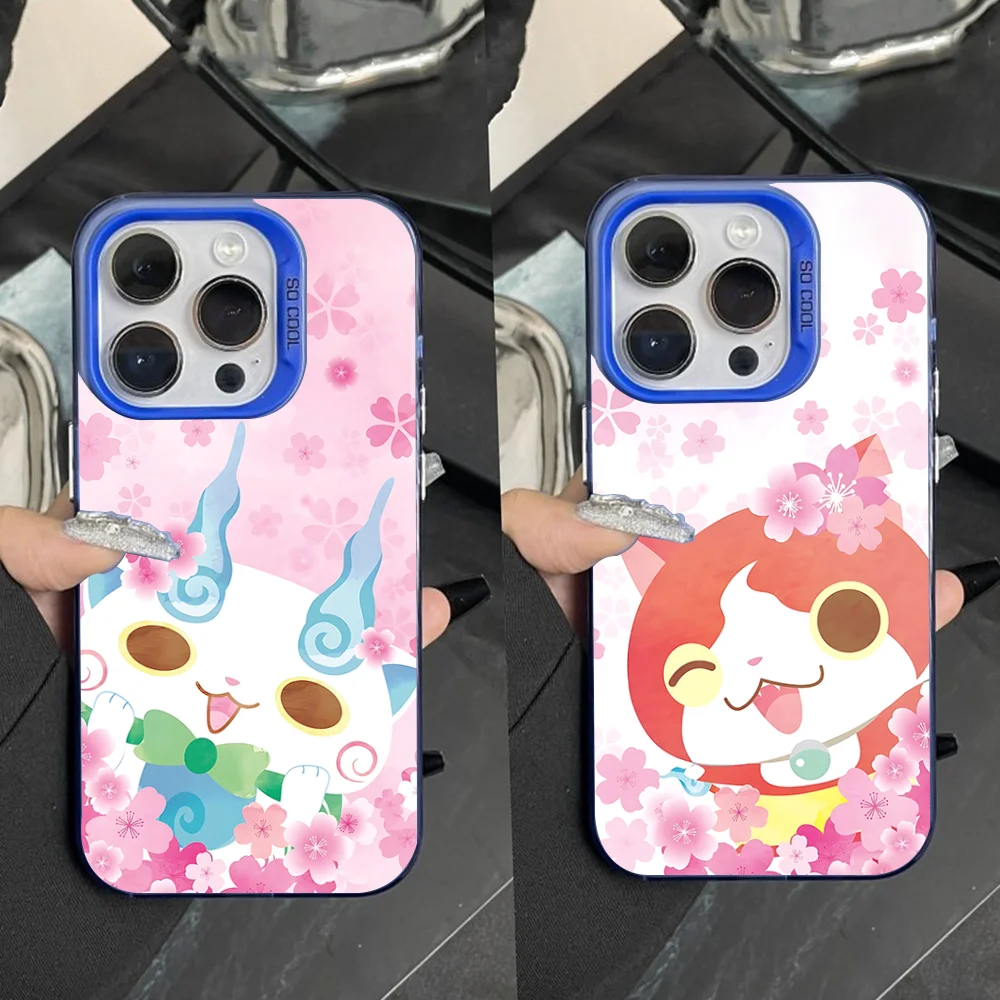 

Yo-kai Cute W-Watch Phone Case For iPhone 16,15,14,13,12,11,Pro,Max,Plus,Mini,XS,SE Anti Fall Blue Matte Hard Bumper