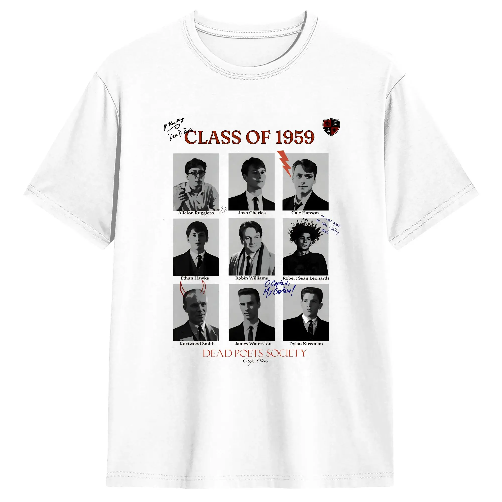 Dead Poets Society Tee Movie Poster T Shirt Summer  Hippie T Shirts Cotton O Neck Tees Tops