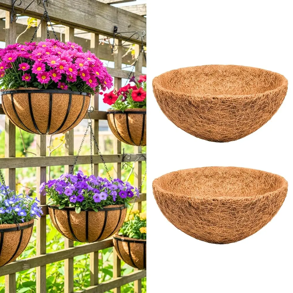 

LaLaGreen 20 (2 шт., круглые) вкладыши из кокосового волокна для подвесных корзин – большие сменные вкладыши из кокосового волокна для кашпо, для наружного настенного крепления