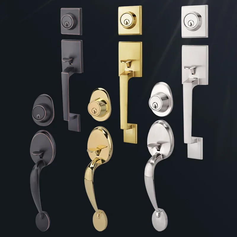European Double Door Entry Lock ANSI Zinc Alloy Exterior Handle, Heavy Duty Pull for Main Gates/Villa Doors