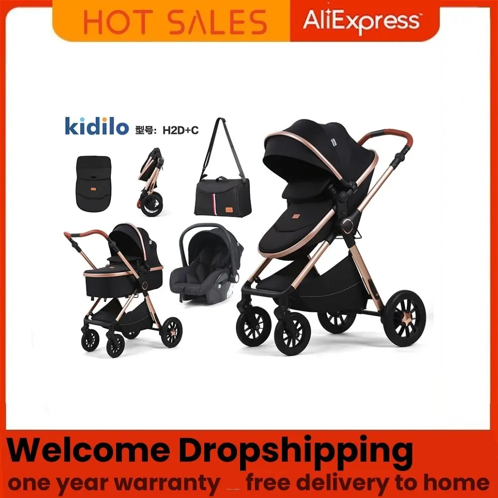 

3 in 1 lightweight baby stroller, High quality Four Wheel Baby Stroller With Bassinet And Car Seat,Suitable 0-3 Years Old Babies