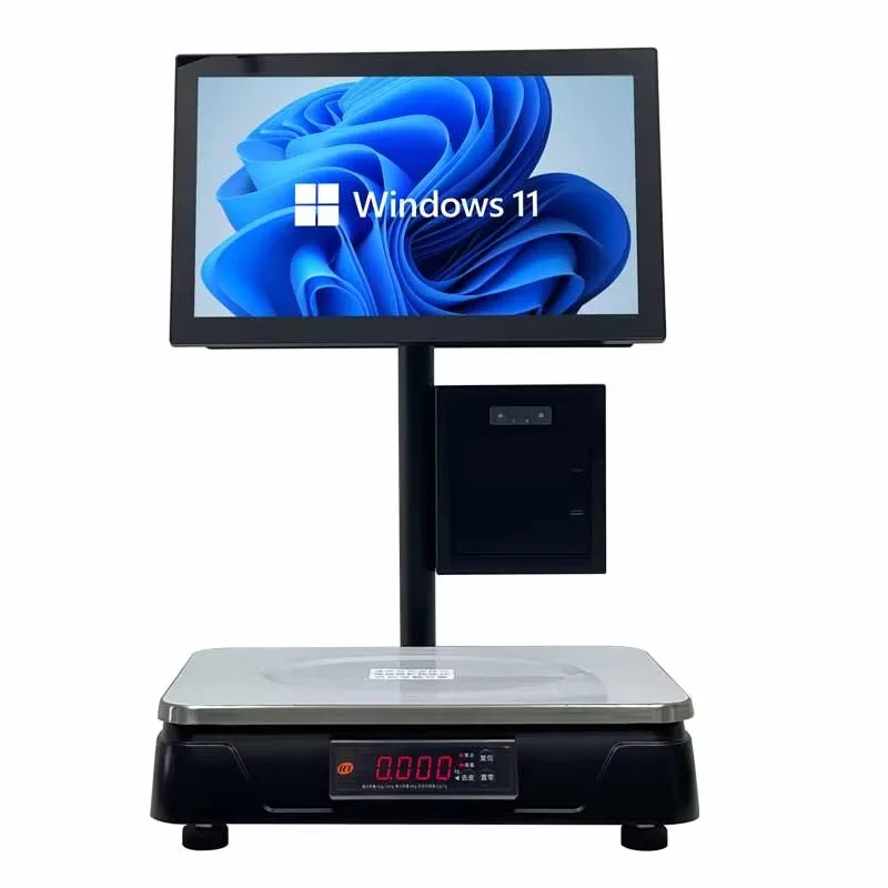 15.6 Inch 15/30kg Touch Screen Pc Based Scale AI Pos Label Printing Scale Self Service Supermarket Weighing Scale