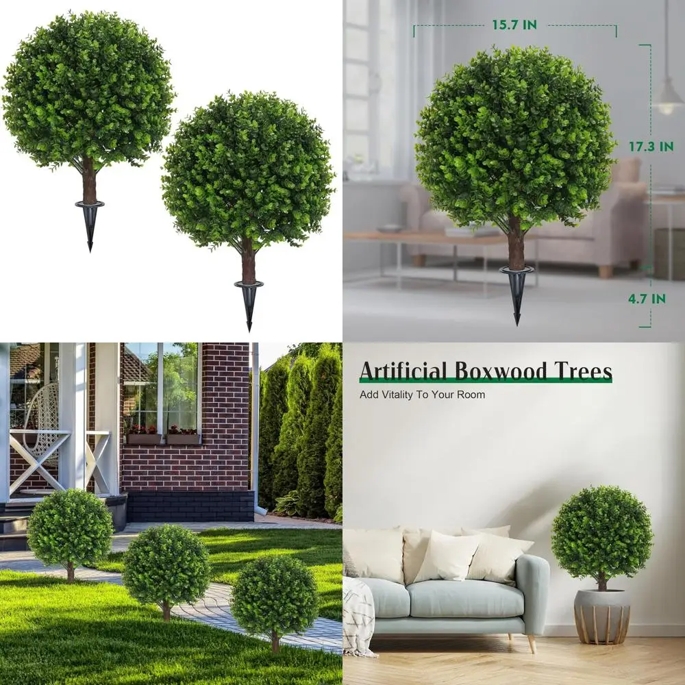 

Пара из 22-уровневых топиарийских шаров из искусственного самшита с защитой от ультрафиолета и наземным шипом для внутреннего и садового декора